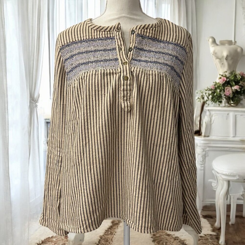 Current Elliott Cottage French Country Smocked Pop Over Blouse‎ Size 2
